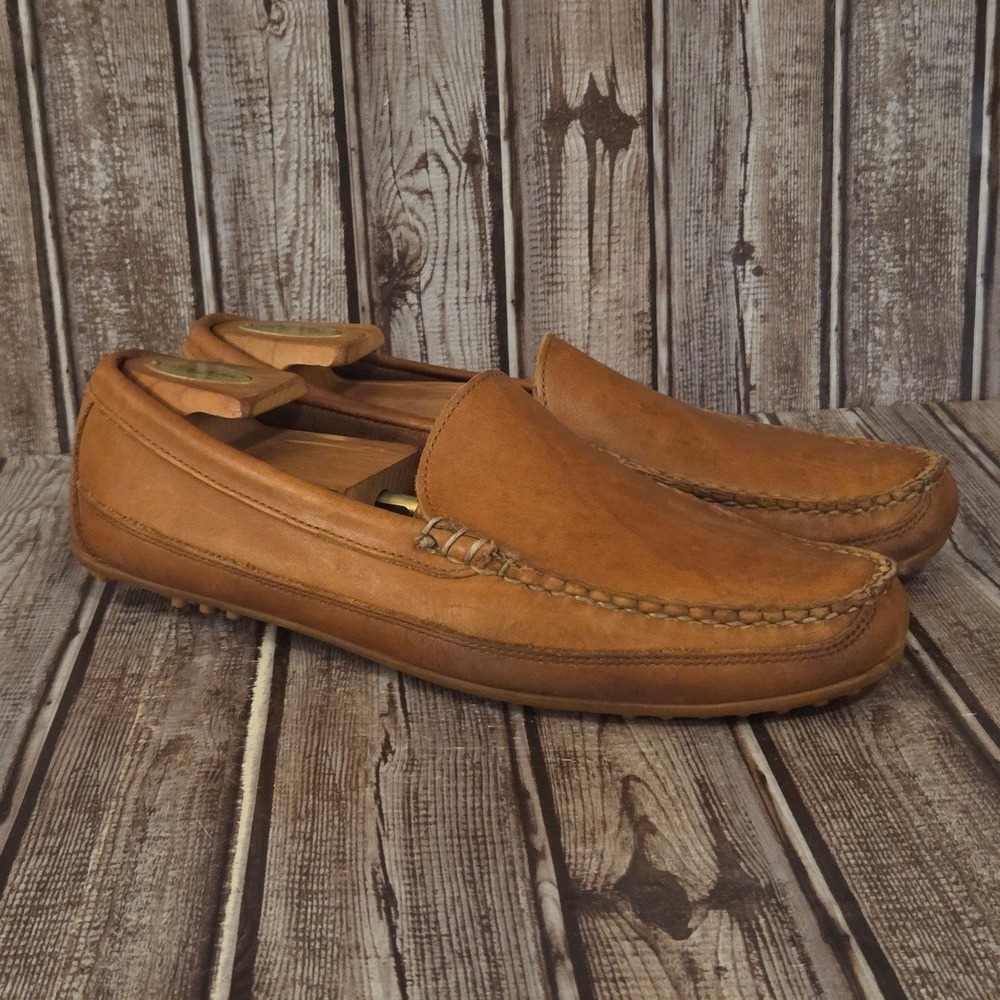 Sz 10.5 D Mens Allen Edmonds Interstate 90 Tan Leather Driving Loafers Good